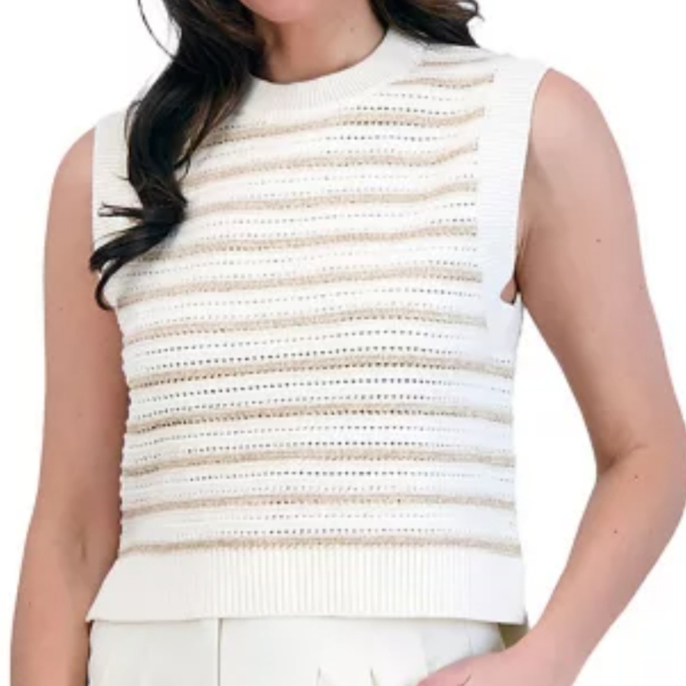 French Connection Cream and Tan Knit Top